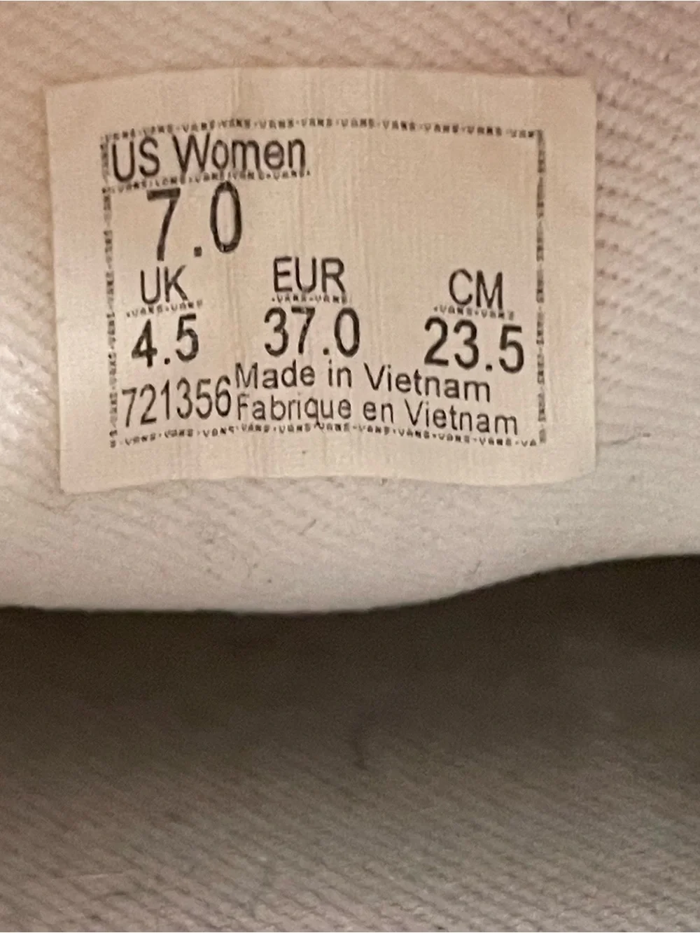 Vans White Canvas Slip-On Shoes Size Womens 7